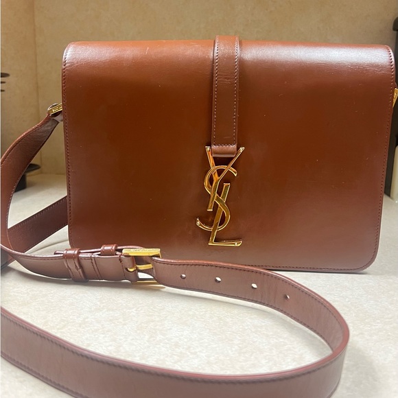 Yves Saint Laurent Brown Crossbody Bag with Studded Detail - Picture 3 of 10